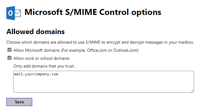 Microsoft S/MIME-Steuerungsoptionen
