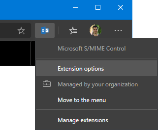 Microsoft S/MIME-Steuerung - Erweiterungsoptionen